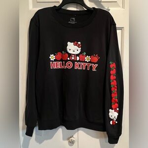 Hello Kitty🐱Black Graphic Long Sleeve Sweatshirt-Vivid design also on 1 sleeve